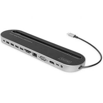Acoplamiento USB-C de 12 puertos, gris, HDMI, DP, 2 USB-C, 4 USB-A, RJ45, 1 3,5mm, SD/MicroSD