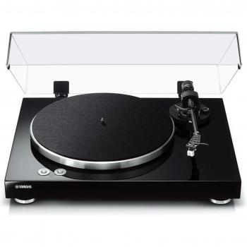 Tocadiscos Hi-Fi Yamaha TT-S303 con previo de phono incorporado, operación manual, tapa antipolvo, brazo recto y cápsula MM, color negro
