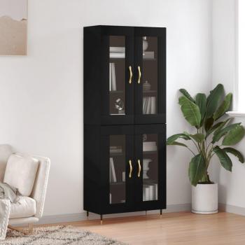 Aparador alto de madera contrachapada negro 69,5x34x180 cm
