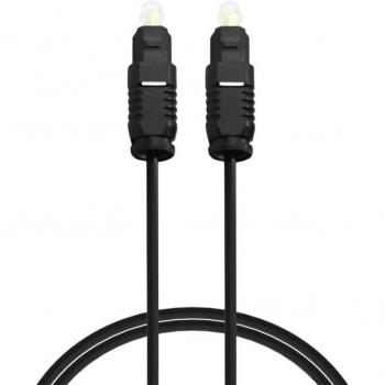 Cable de Audio Digital Toslink Fibra Óptica 2 Metros Conector Macho para DVD HDTV Blu-Ray Consolas Smart TV Negro