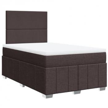 Cama box spring con colchón tela marrón oscuro 120x200 cm