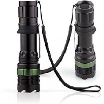 Rivenbert Linterna CREE Q5 7W 3 Modos 1600LM Zoom Foco Ultra Brillante Negro antorcha de la Linterna by