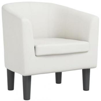 Sillón de Relax en Cuero Sintético Blanco con Respaldo y Reposabrazos para Salón, Oficina o Dormitorio