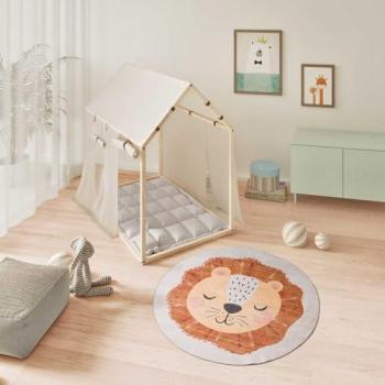 Alfombra Infantil León Redonda 120 cm Lavable - Atticgo