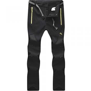 BenBoy Pantalones de Montaña Hombre Impermeables Invierno Calentar Pantalones Trekking Escalada Senderismo Softshell,KZ16607M-Black-XL