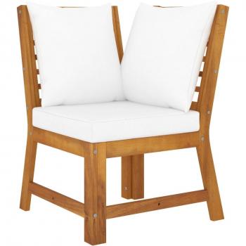 vidaXL Sofá de esquina seccional madera maciza acacia y cojines crema