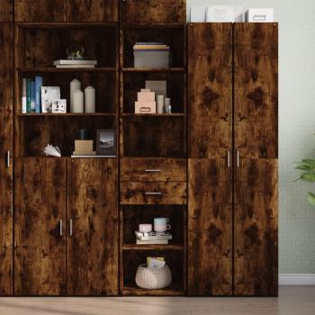 Aparador de madera de ingeniería roble ahumado 45x42,5x185 cm multicapa Marrón