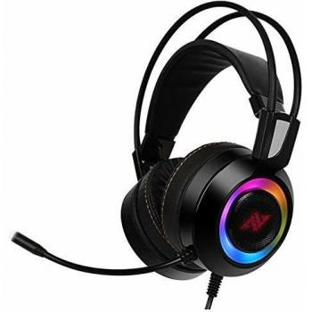 ABKONCORE CH60 Gaming Headset with True 7.1 Surround Sound for PC, PS4, Laptop, Bass Vibration, Noise Cancelling, Soft Earmuffs Headphones with Mic, LED Light, in-line Controller for FPS Games - Black