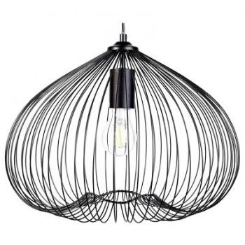 Lámpara de Techo Colgante Industrial Moderna de Metal Negro con Pantalla en Forma de Jaula Tordino