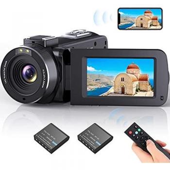 Videocámara WiFi, Cámara de Vlogging con FHD 1080p 30FPS 36MP para Youtube Visión Nocturna IR Zoom Digital 16X Pantalla IPS de 3,0'' Videocámara, Mando a Distancia, 2 Pilas