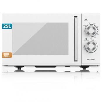 Microondas con Grill Grunkel 25L 900W Blanco - 5-6 Niveles de Potencia, 3 Modos Combinados, Temporizador 30 min