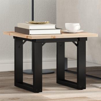 Mesa de centro marco O madera maciza pino y hierro 40x40x35 cm