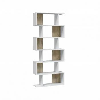 Estantería Alta ETHNA Blanco y Roble 192x80x24 librería salón comedor