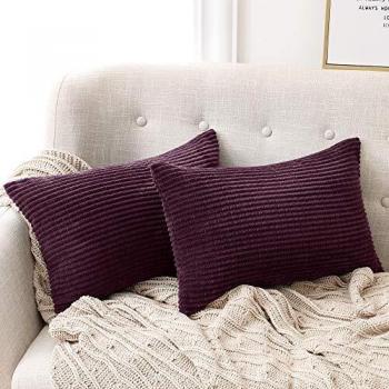 Deconovo Funda de Almohada Decorativa Cuadrado Suave 2 Piezas 30x50cm Malva