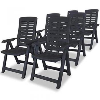 vidaXL Reclining Garden Chairs 6 pcs Plastic Anthracite