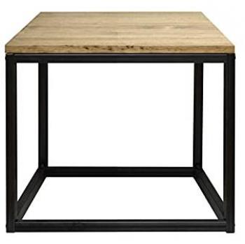 Mesita Auxiliar iCub 40x40x45cm Negra en Madera Maciza de Pino Acabado Vintage Estilo Industrial