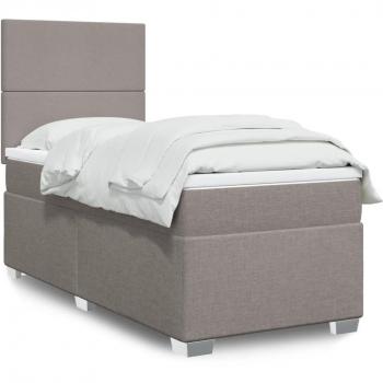 Cama box spring de muelles con colchón en tela gris taupe 90x200 cm Tortorora Vidaxl