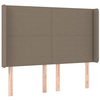 Cabecero con LED de tela gris taupe 147x16x118/128 cm