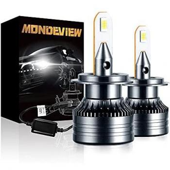 MONDEVIEW Kit Bombilla H7 LED 6000K Bombilla h7 Coche 60W H7 LED Canbus 16000LM Súper Brillo H7 LED Chip CREE IP68 360° Luz de Carretera y Haz Bajo Reemplazo de Halógena y Xenón H7 Garantía de 5 Años