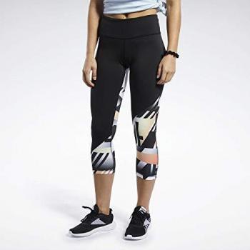 Reebok RC Lux Bold Texture 3/4 Tight-AMRAP Mallas, Mujer, Vivid Orange, M