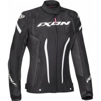 Ixon Chaqueta de Moto para Mujer Striker Negra y Blanca, textil, impermeable, talla XS