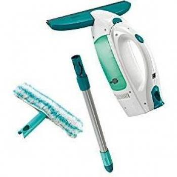 Leifheit Set aspirador limpiacristales Dry & Clean con palo y limpiaventanas para una limpieza 360º sin marcas, aspiradora vertical con 38 min de autonomía