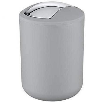 WENKO Cubo con tapa oscilante Brasilgris 2 l - a prueba de rotura Capacidad: 2 l, Plástico
