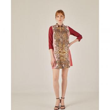 Vestido Corto Camisero Estampado NIZA - Elegante Prenda con Cinturón de Lazada y Estampado Degradé