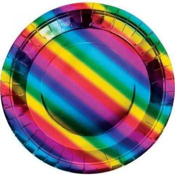 Creative Converting 335531 Party Plate, 20,8 cm, Rainbow Foil