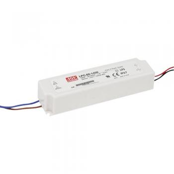 MEAN WELL Driver LED corriente constante MW LPC-60-1400, 58 W, IN: 127 → 370 V dc, 90 → 264 V ac, OUT: 9 - 42 V CC, 1400