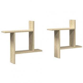 Estantes de Pared 2 uds Madera Ingeniería Roble Sonoma 50x12x50 cm