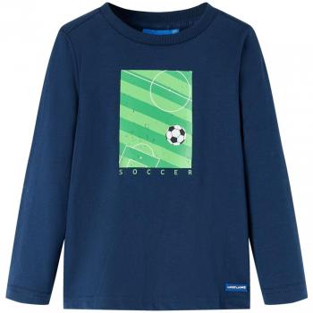 Camiseta Niños Manga Larga Estampado Campo de Fútbol Jersey Ropa Azul Marino
