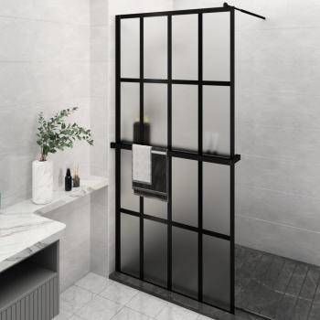 vidaXL Walk-in Shower Wall with Shelf Black 118x190 cm ESG Glass & Aluminium