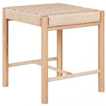 Taburete Bajo Abano EPIKASA, Madera y Cuerda, Marrón, 42x42x46,5 cm