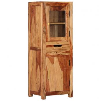 Aparador alto de madera maciza de sheesham y acacia 40x34x110 cm marrón