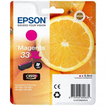 Epson Claria Premium 33 - Cartucho de tinta magenta XL 8,9 ml válido para los modelos Expression Premium XP-645, XP-830, XP-900 y otros, Ya disponible en Amazon Dash Replenishment