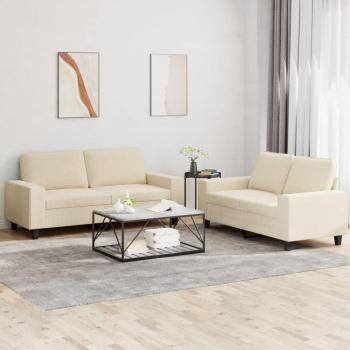 Conjunto de sofás de tela color crema 2 piezas