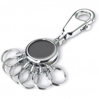 Llavero Troika Black Vision 9 cm con diseño elegante, gancho de carabina y 6 anillos extraíbles para organización de llaves
