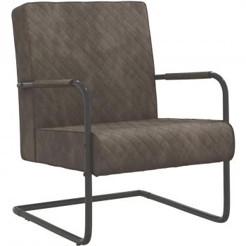 Silla voladiza de terciopelo gris claro vidaXL