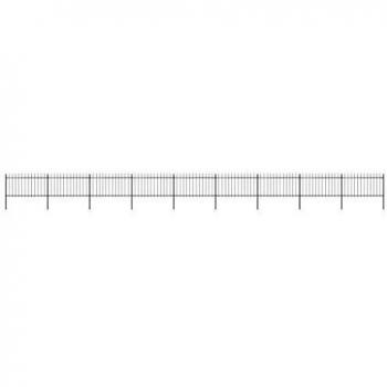 Black Steel Garden Fence with Spear Top 15.3x1 m