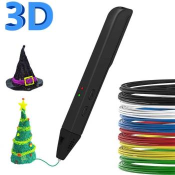 SUNLU 3D Pen,PLA Filament Refills,3D Printing Pen【SL-600 Newest Version】, 3D Drawing Doodle Printer Pen Bonus 2 Color PLA,3D Pen Drawing Stencils-Black