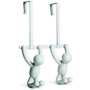 Perchero de Puerta Doble Buddy Blanco - UMBRA - ABS - 2 ganchos, carga máxima 2.3 kg por gancho