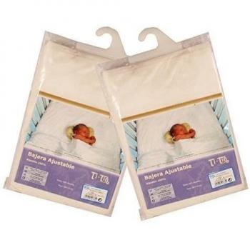 Lote de 2 bajeras ajustables color beig para cuna de 130 x 80 cm.