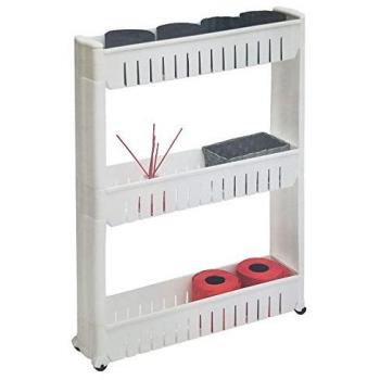 Carro Estrecho de Almacenamiento Multifuncional de 3 Estantes con Ruedas, 71 x 12 x 54 cm, Blanco - Ideal para Baño y Cocina