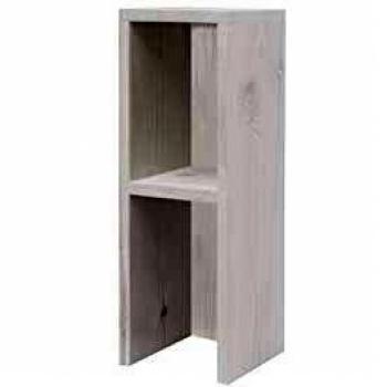 Decowood - Mesa de Noche en Madera de Pino Flandes, Mesita Auxiliar Estilo Vintage para el Salón, Dormitorio, Dos Niveles, Color Blanco - Hecha a Mano en España - 20x20x60cm
