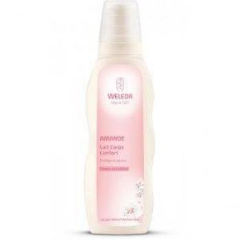 Weleda Almendra Leche Corporal Confort 200ml - Leche corporal hidratante para piel sensible, formulada con aceite de almendra dulce, textura ligera y fácil absorción, ideal para proporcionar suavidad y confort a la piel