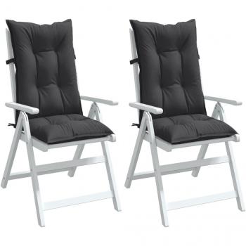 Highback Chair Cushions Set of 2 Anthracite Mélange Fabric 120x50x7 cm