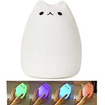 Welltop LED multicolor de silicona portátil de luz de la noche, USB recargables para niños lámpara de la noche con el blanco cálido y 7 colores duales de respiración modos de luz, Sensible a la Luz Dormitorio Tap Control de la lámpara del cuarto de 