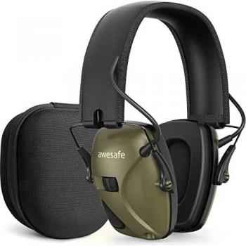 awesafe GF01+ Casco Tiro Electronico Protectores Auditivos Especialmente Diseñados para Cazadores y Tiradores,Ideal para Disparar y Cazar,+Funda de Almacenamiento