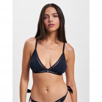 Tommy Hilfiger Women's Unlined Triangle Bralette with Lace, Navy, Size M